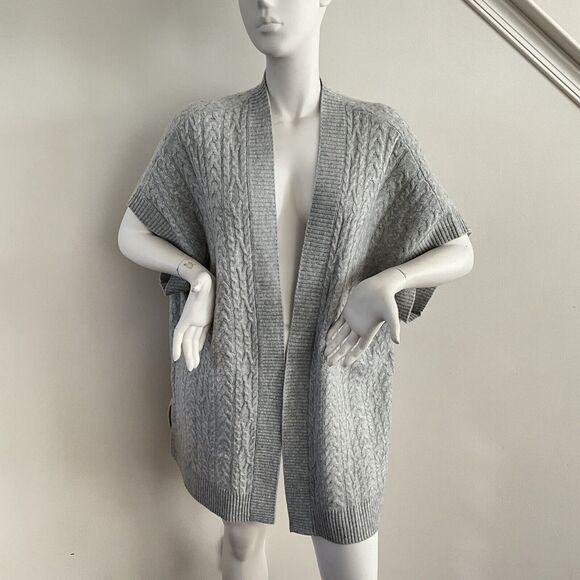 100% Cashmere Well With Cardigan Gray Open Front Oversized M - Picture 10 of 16